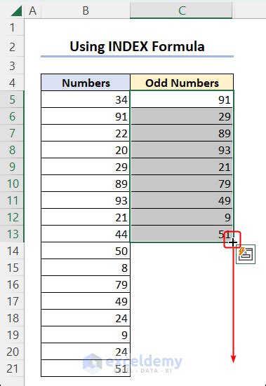 Separating Evens and Odds (Microsoft Excel) .